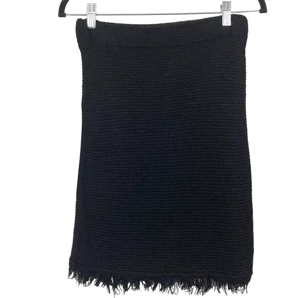 NWOT ISABEL MARANT Skirt 36~S ITALY Black Linen-blend Knit Raw-Hem Pull-Up Knee - Picture 1 of 7